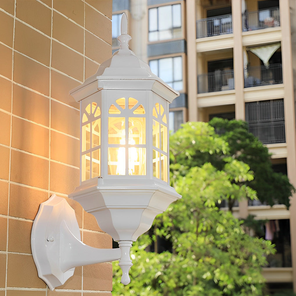 Black Outdoor Lantern Sconce European Waterproof LED Light
