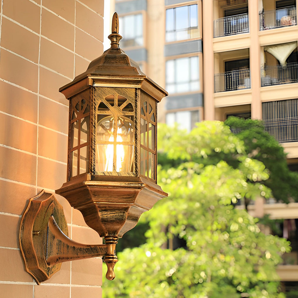 Black Outdoor Lantern Sconce European Waterproof LED Light