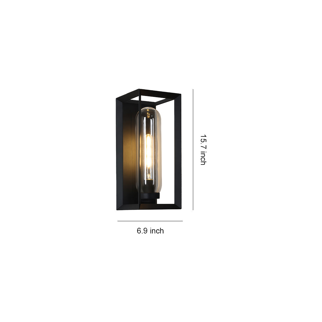 Black Outdoor Wall Sconce Modern Simple Square Waterproof Lamp