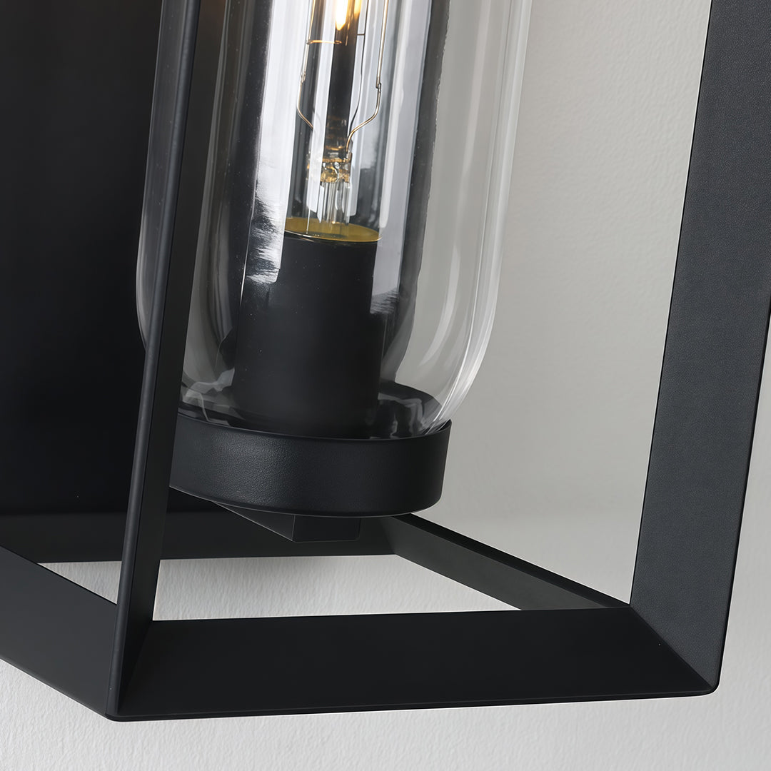 Black Outdoor Wall Sconce Modern Simple Square Waterproof Lamp
