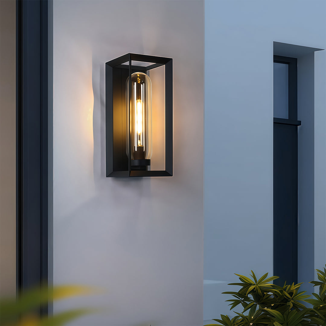 Black Outdoor Wall Sconce Modern Simple Square Waterproof Lamp
