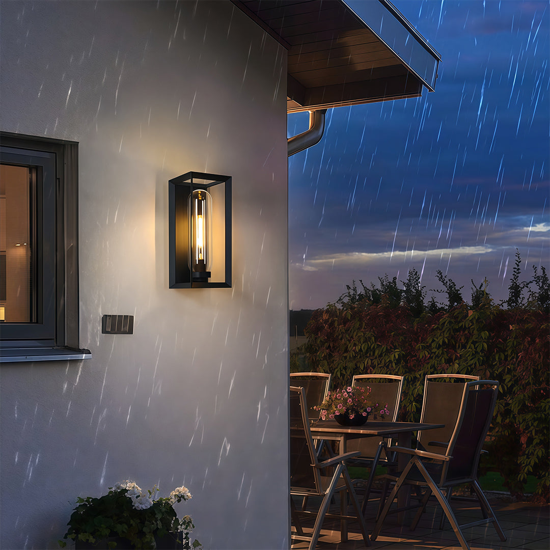 Black Outdoor Wall Sconce Modern Simple Square Waterproof Lamp