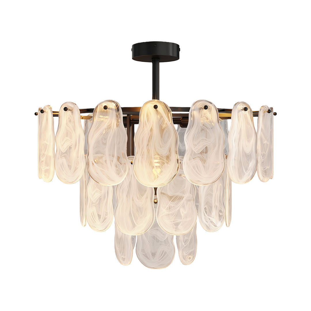 Midcentury Modern Chandelier Full-Copper Glass Ceiling Light