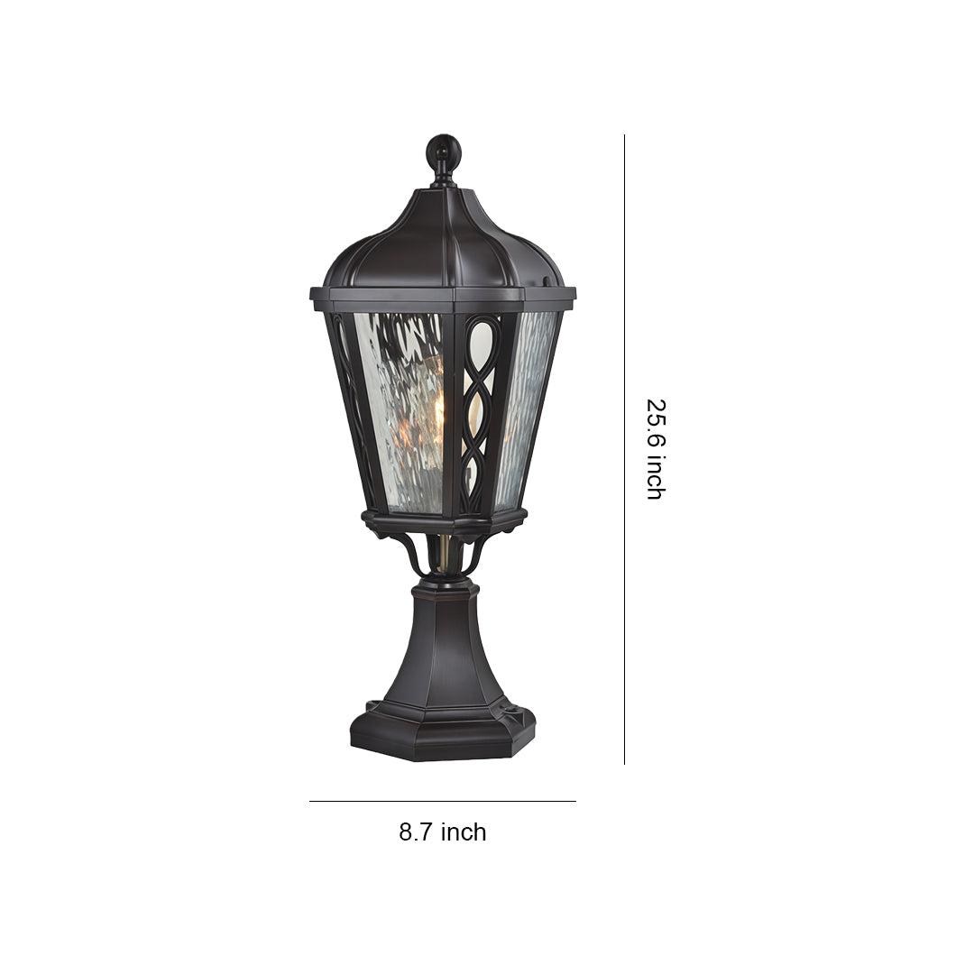 Black Post Light Aluminum with Glass Shade Weatherproof Lamp