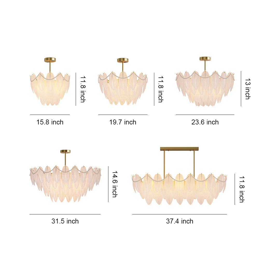 Feathers Chandelier Modern Full-Copper Pearl Ceiling Light