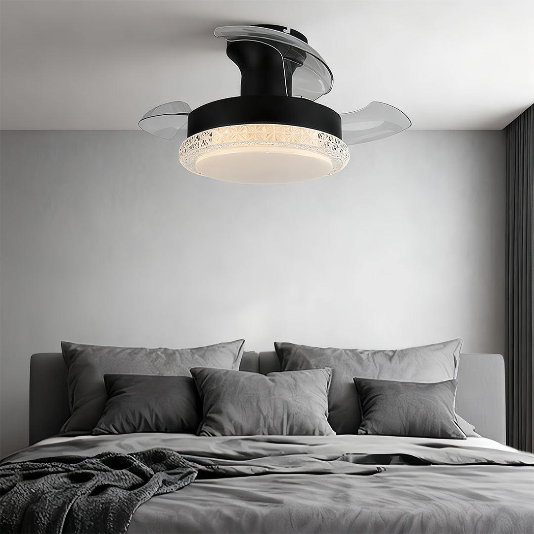 3 Blade Ceiling Fan with Light Flush Mount Quiet Fan Lamp