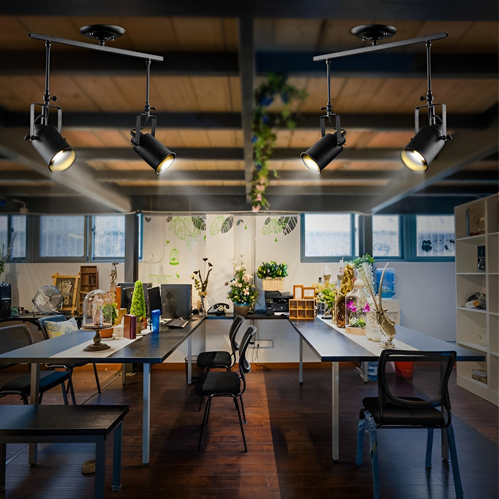 Black Track Light Adjustable Industrial Spotlight