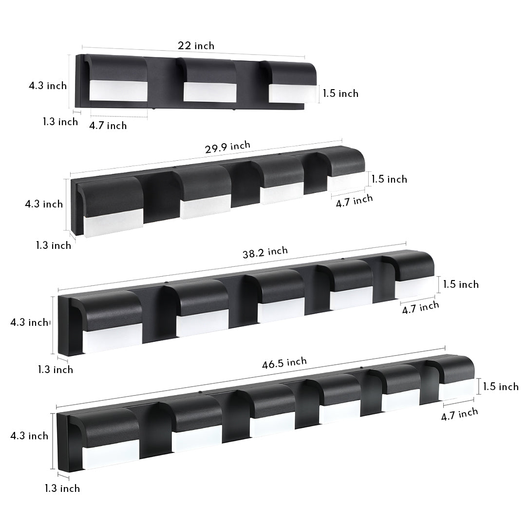 Black Vanity Lighting for Bathroom Makeup Mirror Light