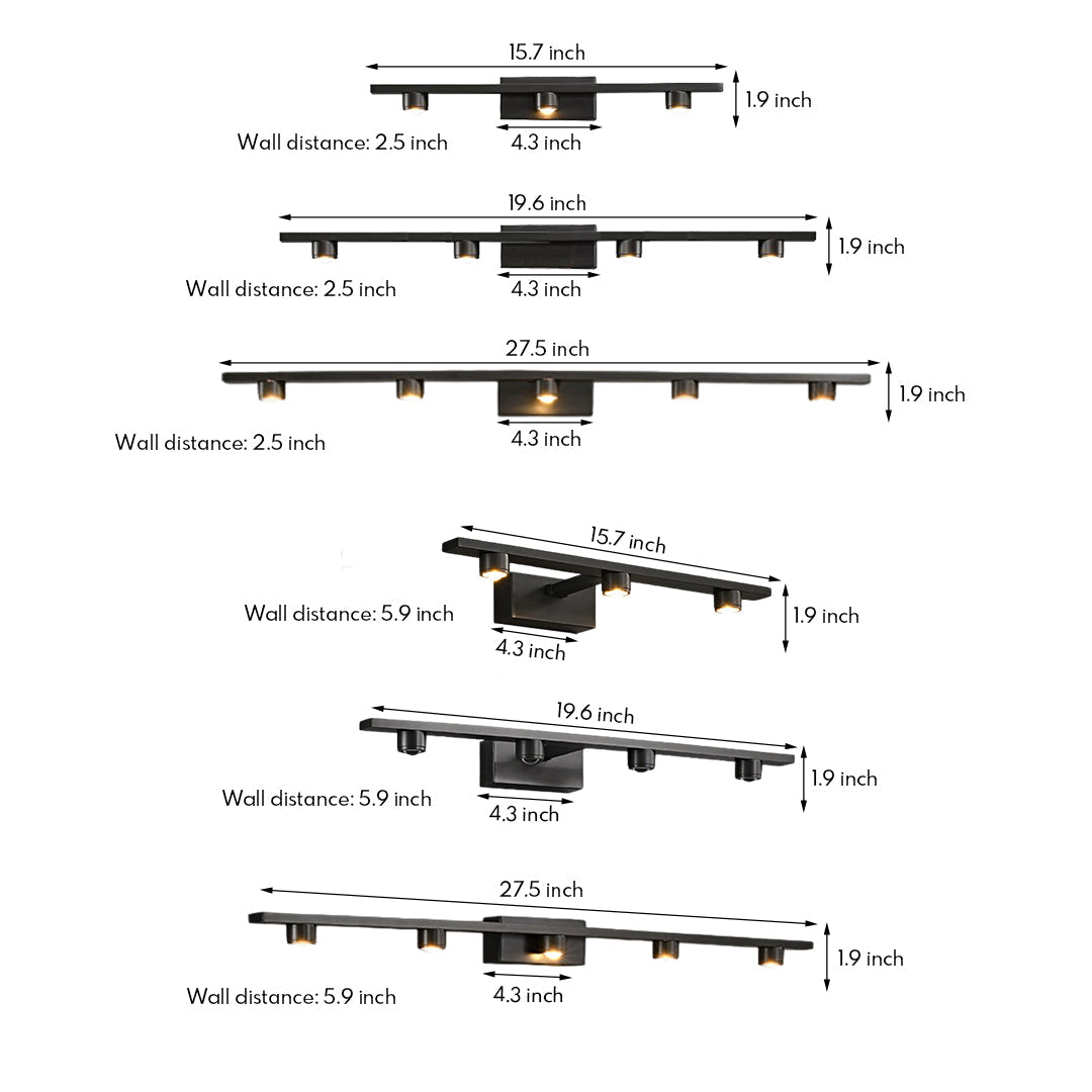 Black Vanity Lights For Bathroom Minimalist LED Mirror Cabinet Light