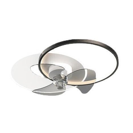 Black and White Ceiling Fans with Lights Modern Metal Light