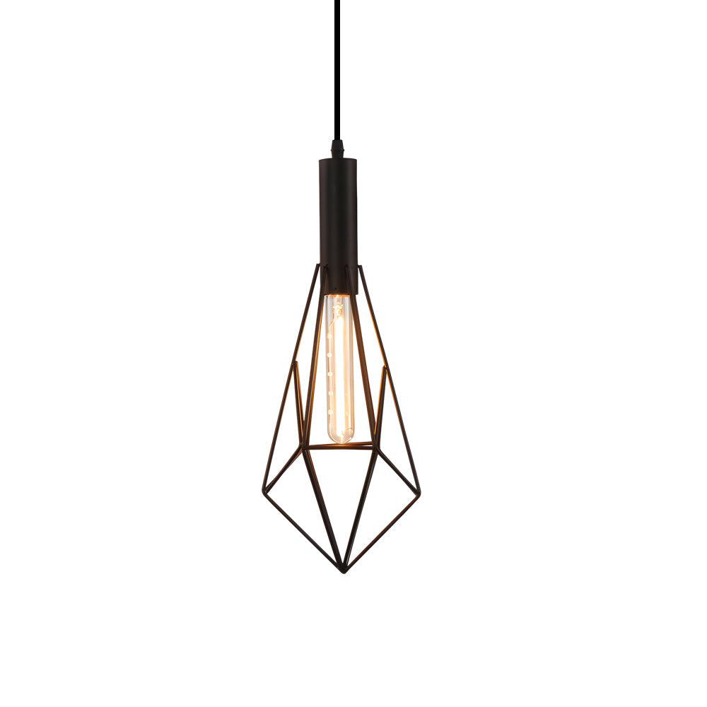 Black Wire Cage Pendant Light Vintage Geometric Ceiling Light