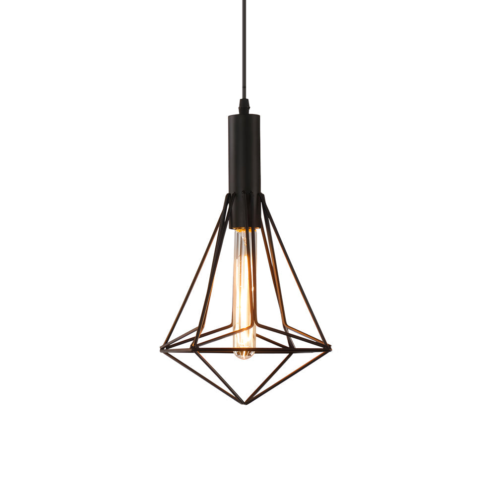 Black Wire Cage Pendant Light Vintage Geometric Ceiling Light