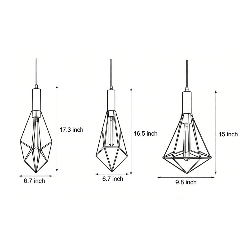 Black Wire Cage Pendant Light Vintage Geometric Ceiling Light