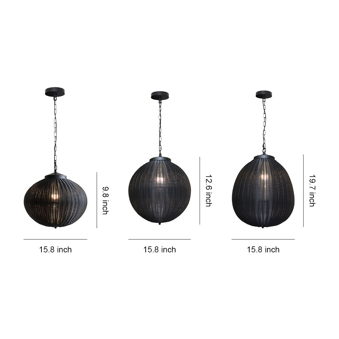 Black Woven Pendant Light Outdoor Waterproof Ceiling Light