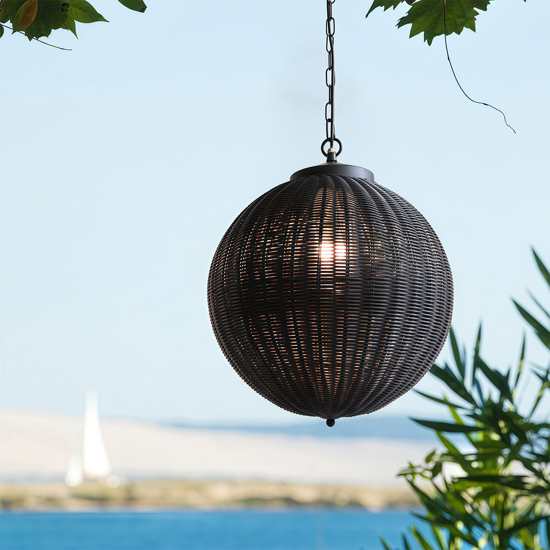 Black Woven Pendant Light Outdoor Waterproof Ceiling Light
