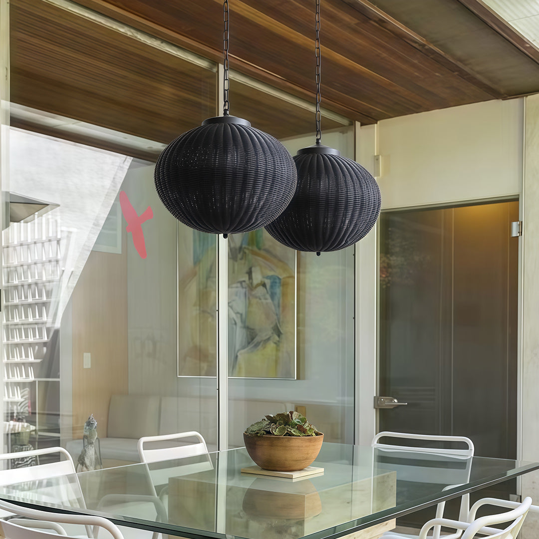 Black Woven Pendant Light Outdoor Waterproof Ceiling Light