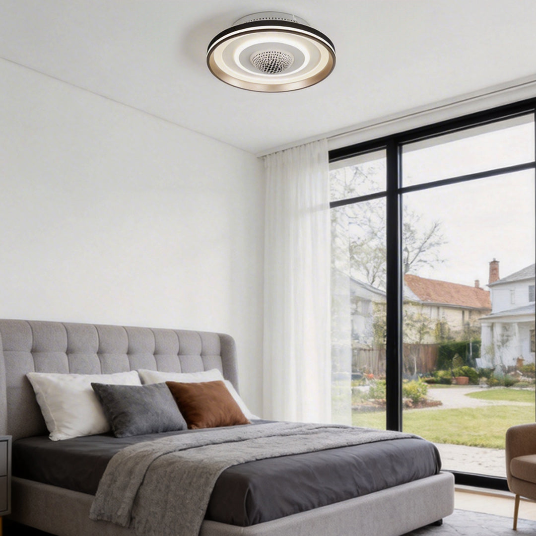 Bladeless Ceiling Fan with Lighting Round LED Invisible Light