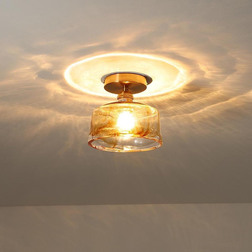 Creative Glass Lantern LED Electroplated Nordic Semi-Flush Mount Ceiling Lighting