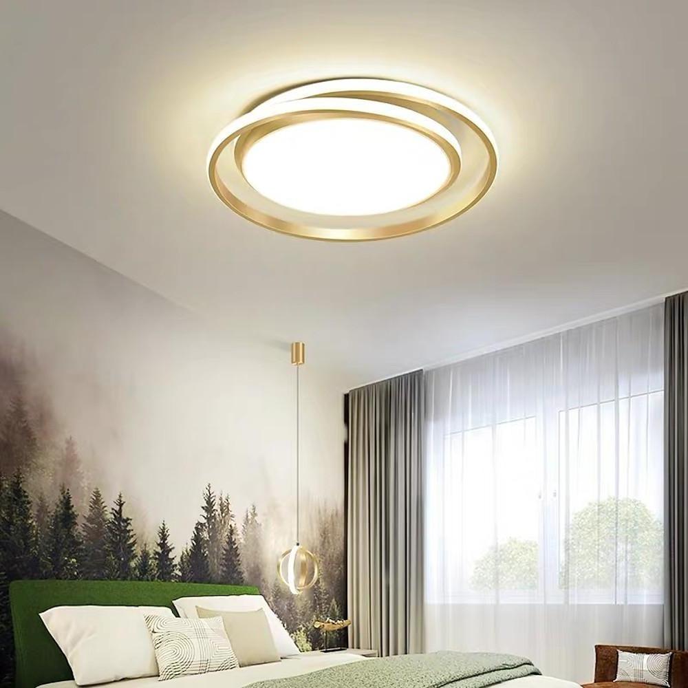 Creative Circular LED Modern Black Gold Flush Mount Ceiling Lighting for Bedroom