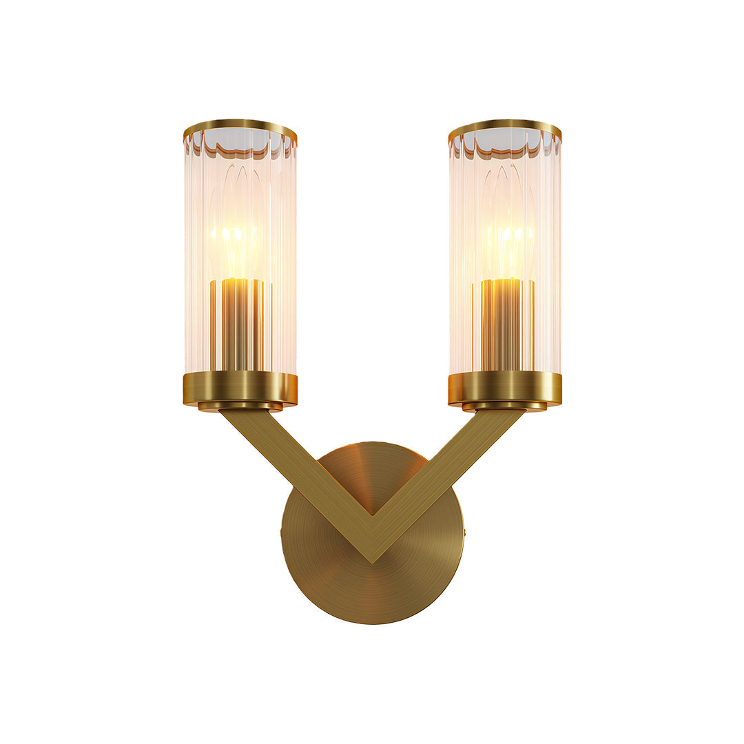 Double Sconce Wall Light Nordic Glass Pure Copper Lamp
