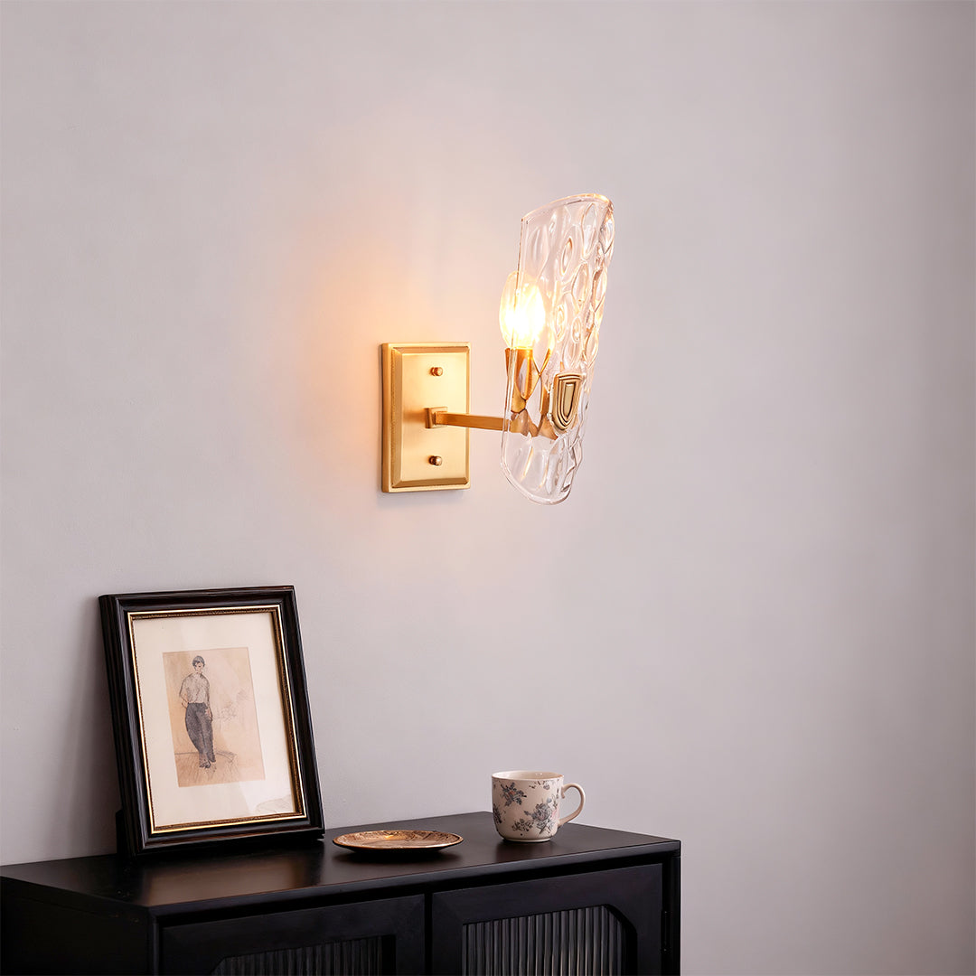 Brass Glass Wall Light European Style Classic Metal Lamp