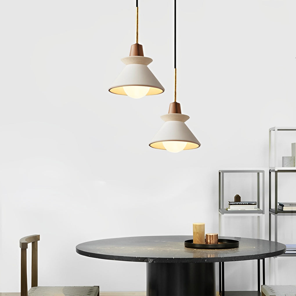 Plaster Cone Pendant Light Creative White Cement Ceiling Light