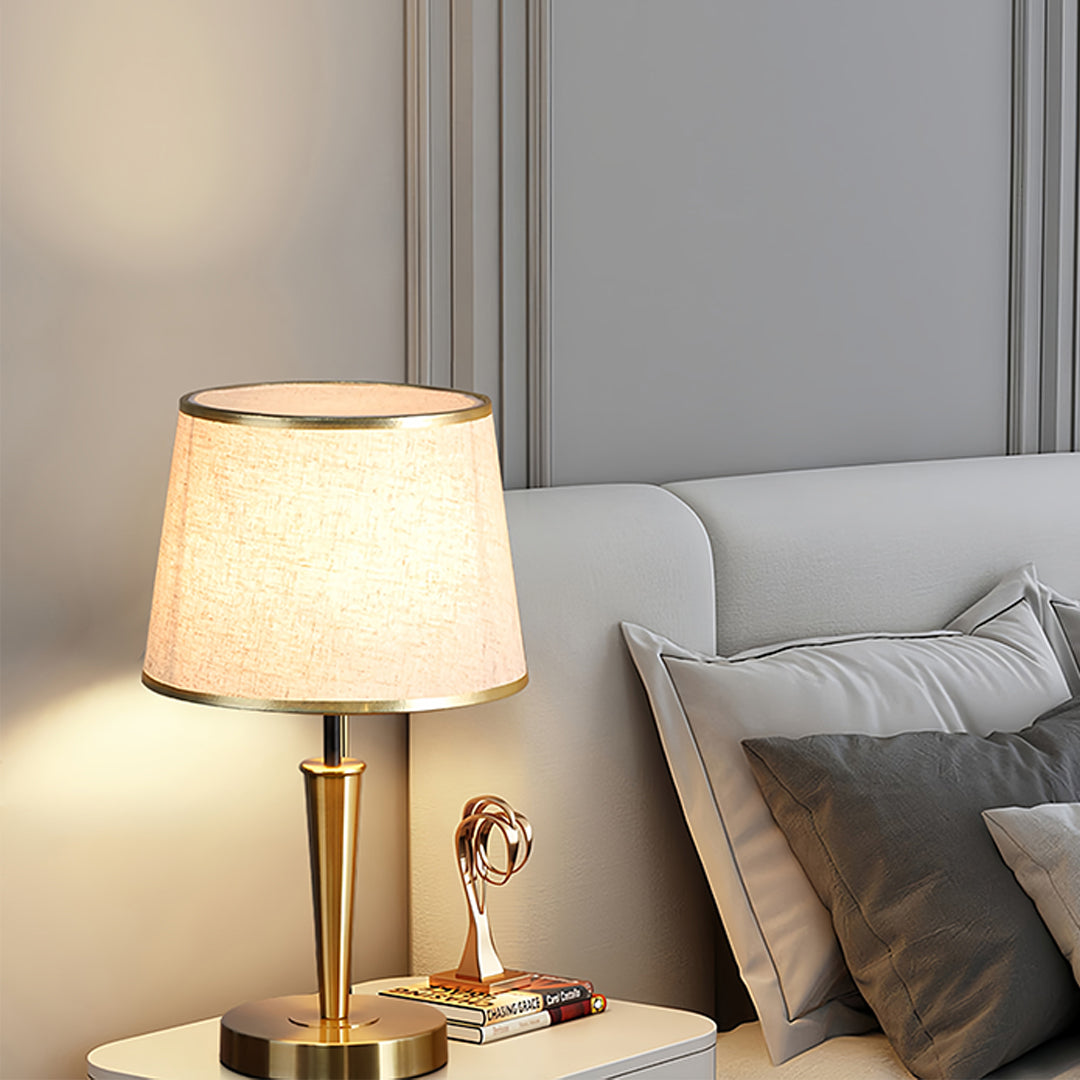 Modern Brass Table Lamps Nordic Elegant Fabric Shade Decorative Lamp