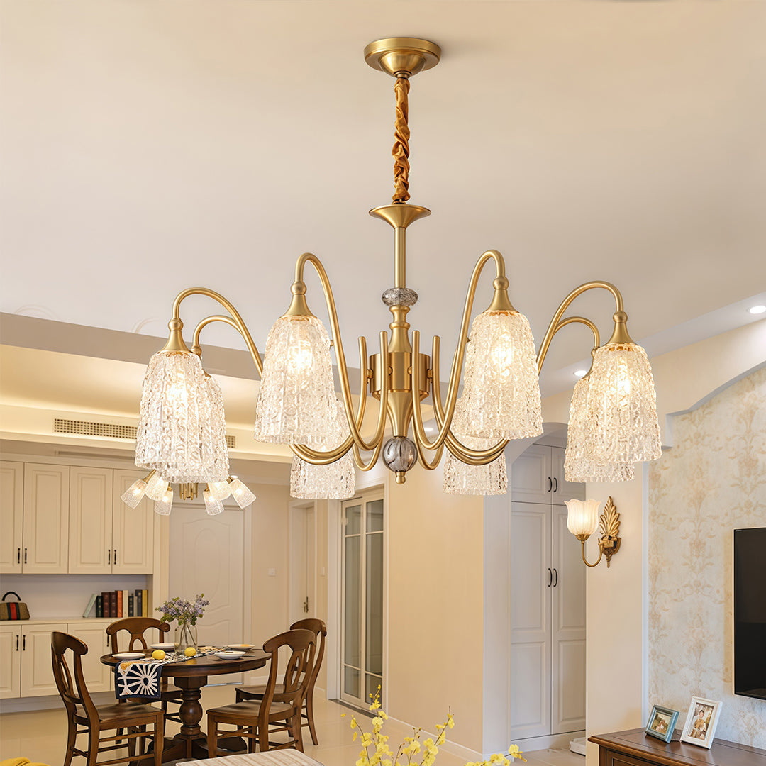 Brass Vintage Chandelier Ornate Classic Glass Ceiling Lights