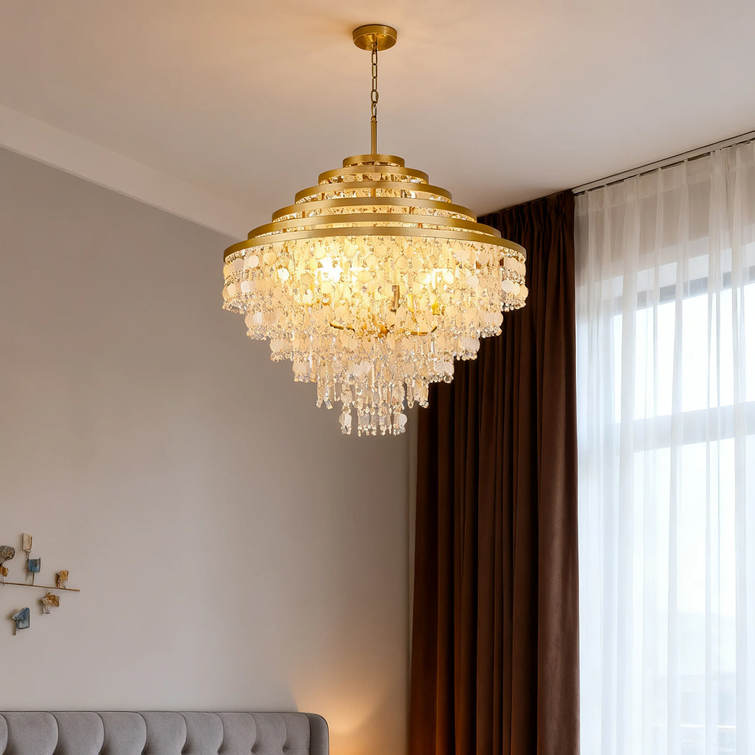 Hanging Shell Chandelier Glamorous Artistic Gyro Ceiling Light