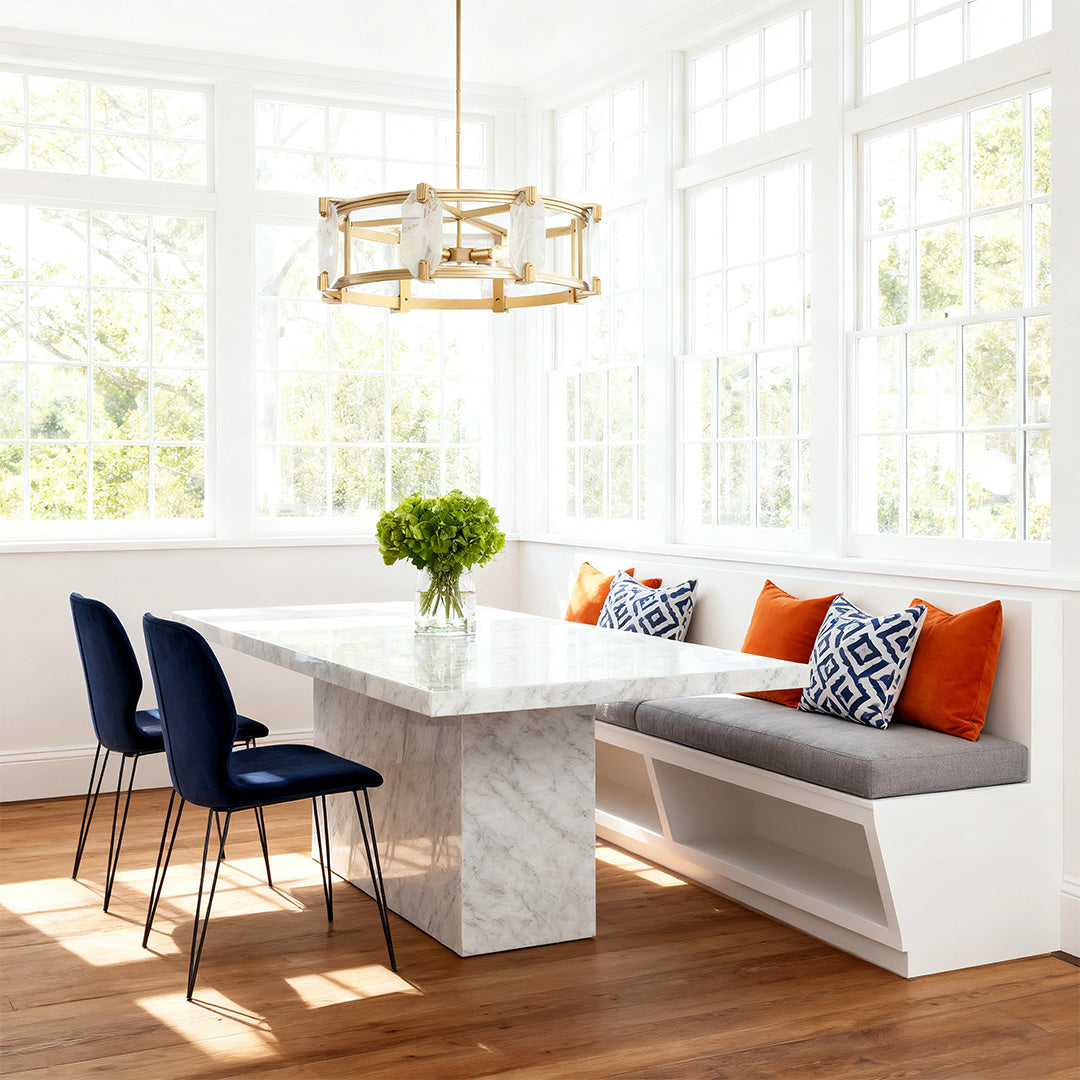 Round Glass Chandelier Featuring a Classic American Ceiling Light