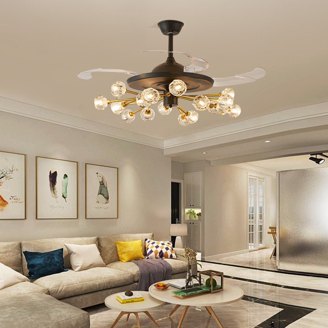 Ceiling Fan With Multiple Lights Nordic Crystal Invisible Ceiling Fan