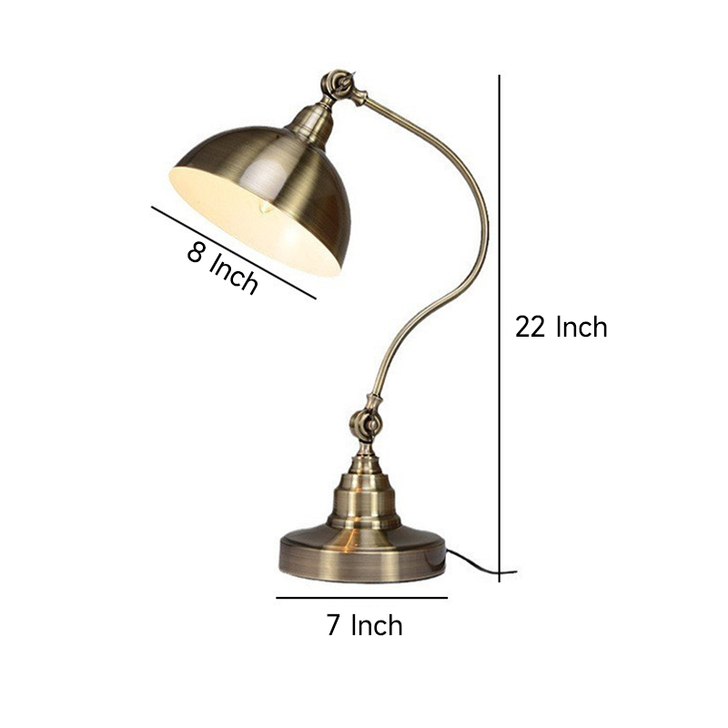 Bronze Desk Lamps Vintage Metal LED Head Gooseneck Lamp