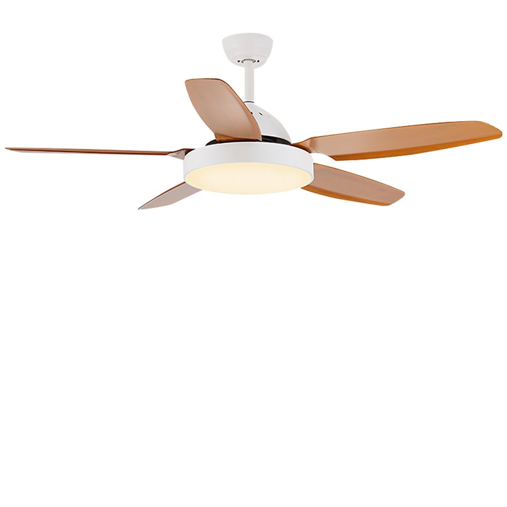 Brown Ceiling Fan with Light Industrial Real Wood Blade Light
