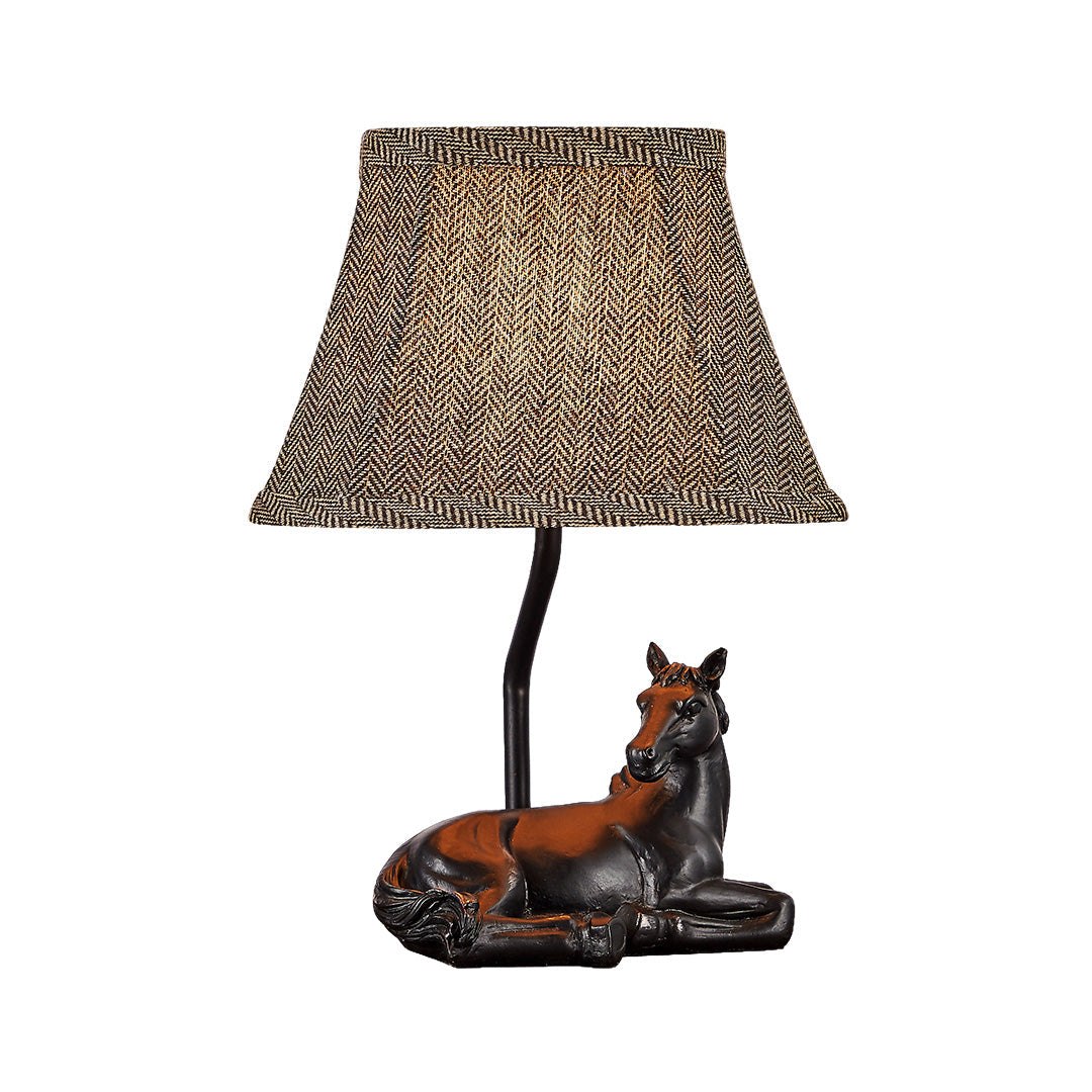 Table Lamp Horse European Style Cloth Lampshade Ambiance Resin Light