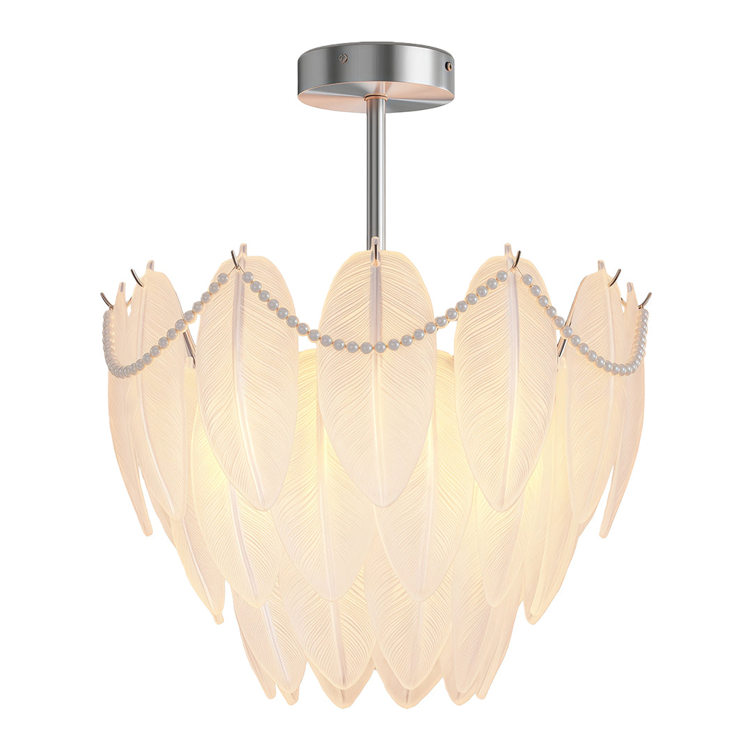 Feathers Chandelier Modern Full-Copper Pearl Ceiling Light
