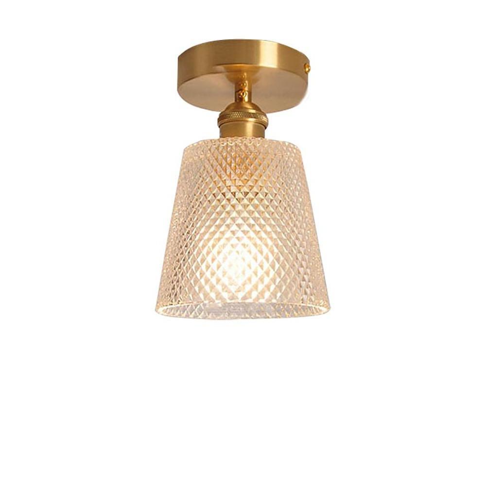 Lantern Modern Glass Copper Flush Mount Ceiling Lighting