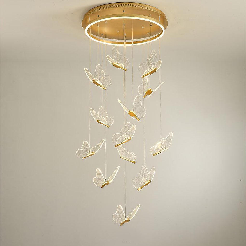 Butterfly Chandelier Modern Metal Disk Acrylic Ceiling Light