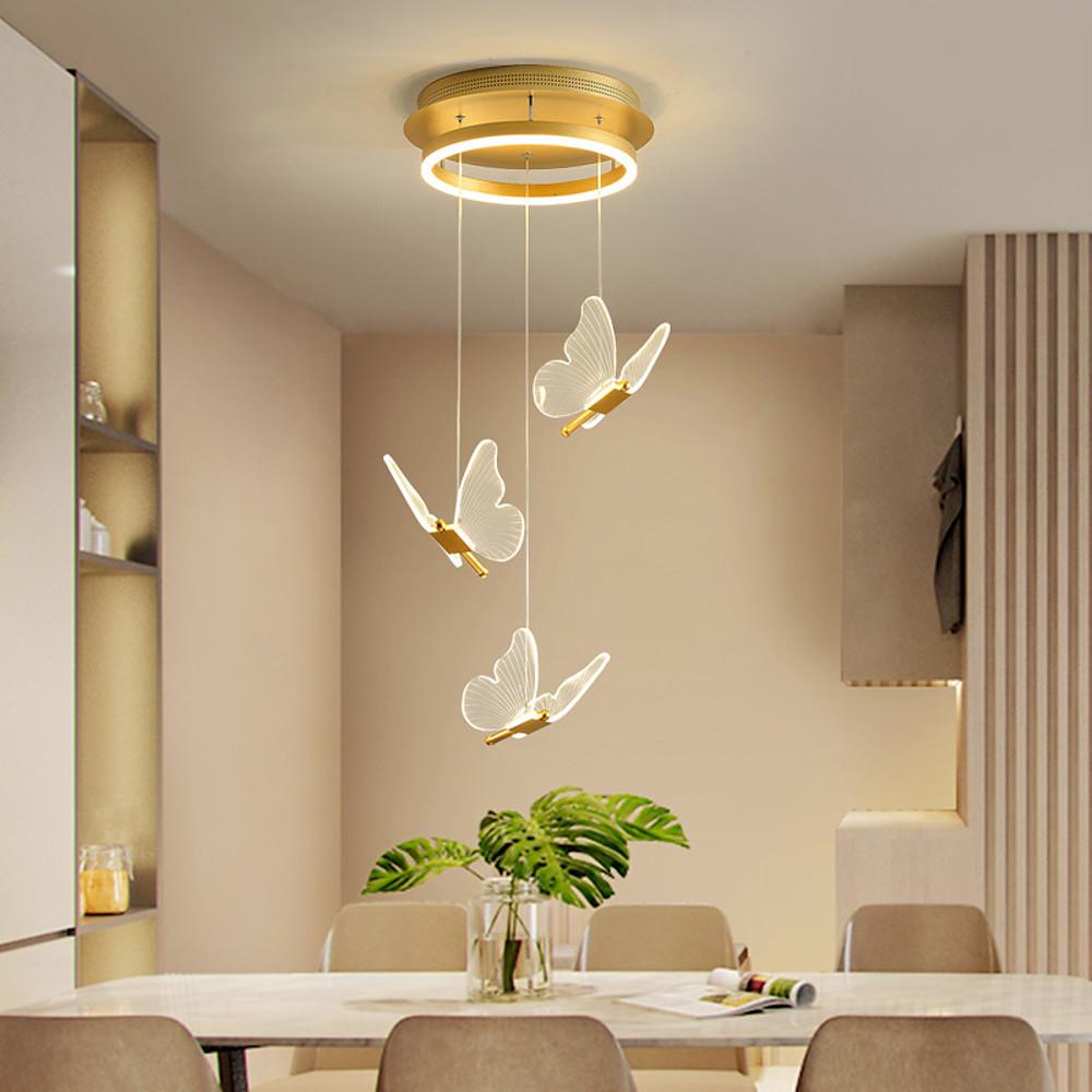 Butterfly Chandelier Modern Metal Disk Acrylic Ceiling Light