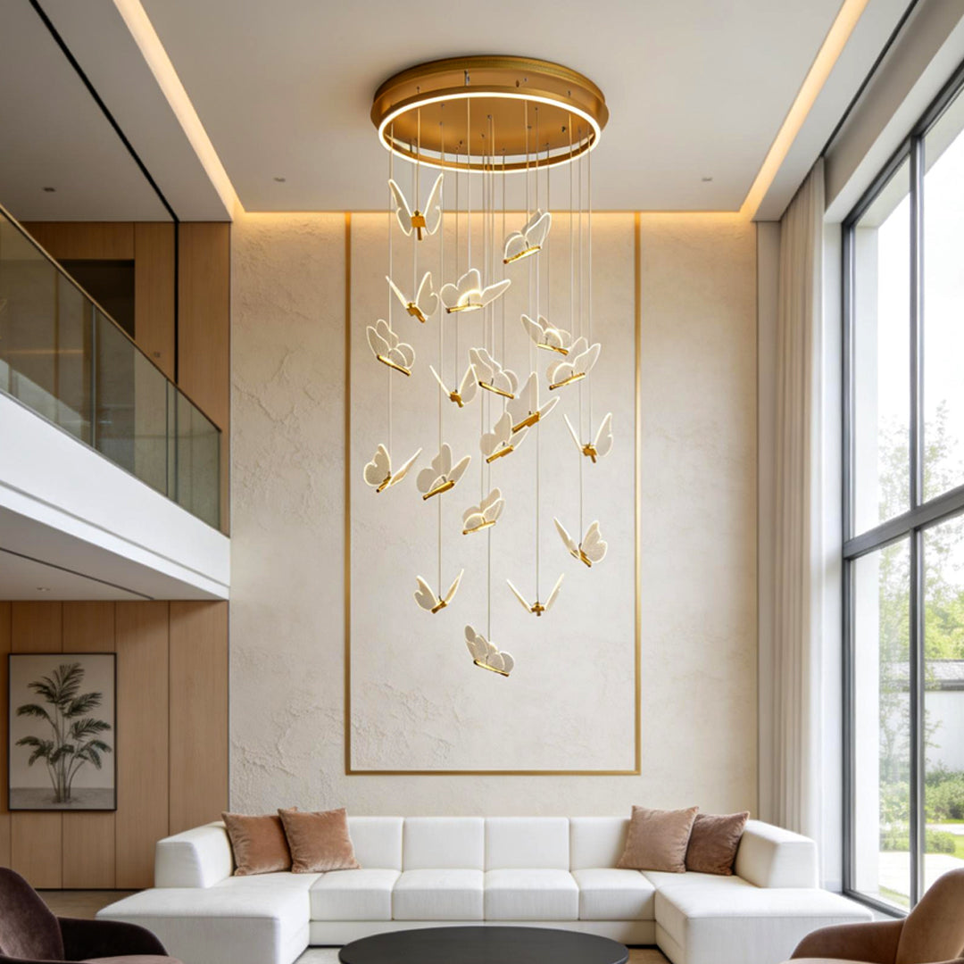 Butterfly Chandelier Modern Metal Disk Acrylic Ceiling Light
