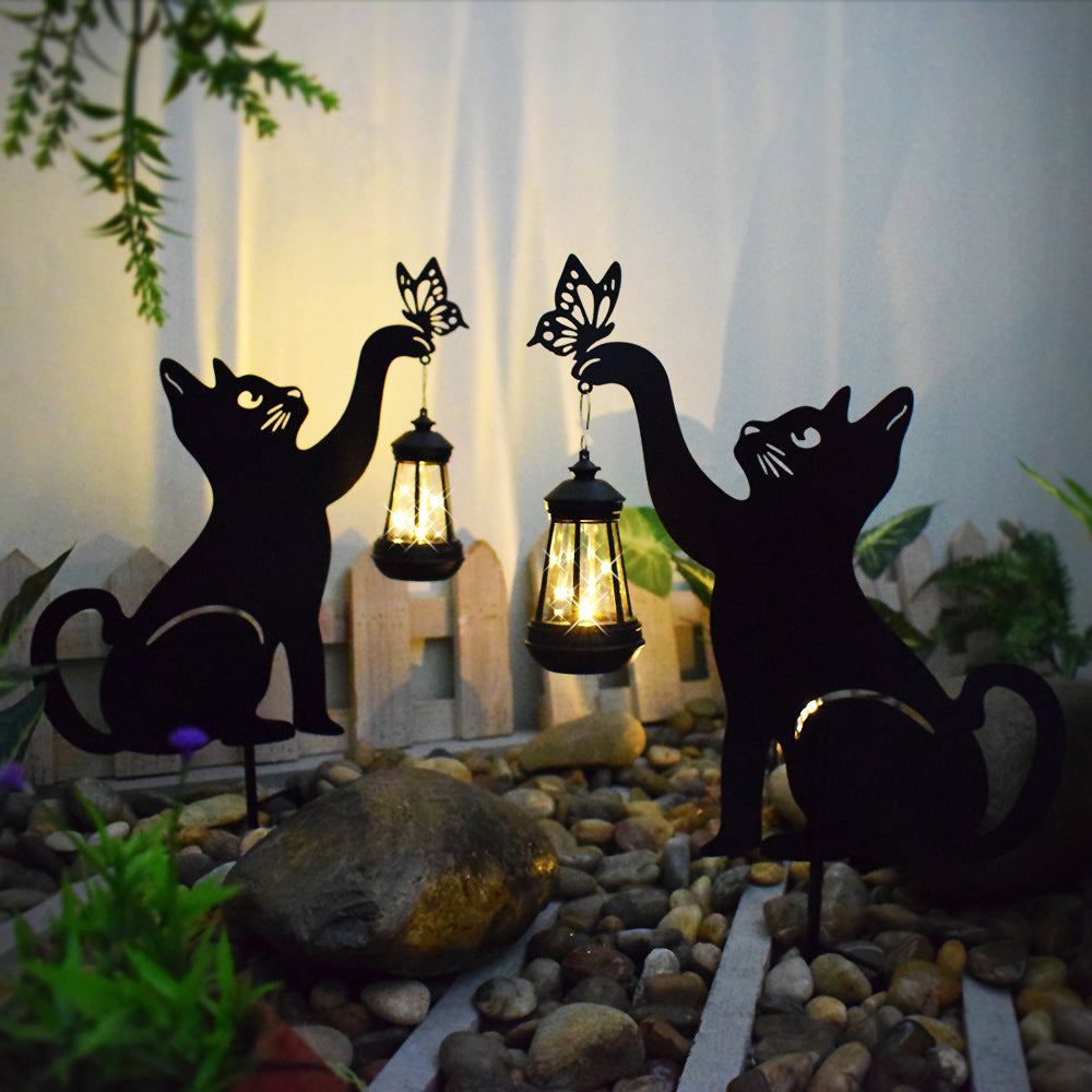 Cat Silhouette Light Iron Waterproof Smart LED Solar Light
