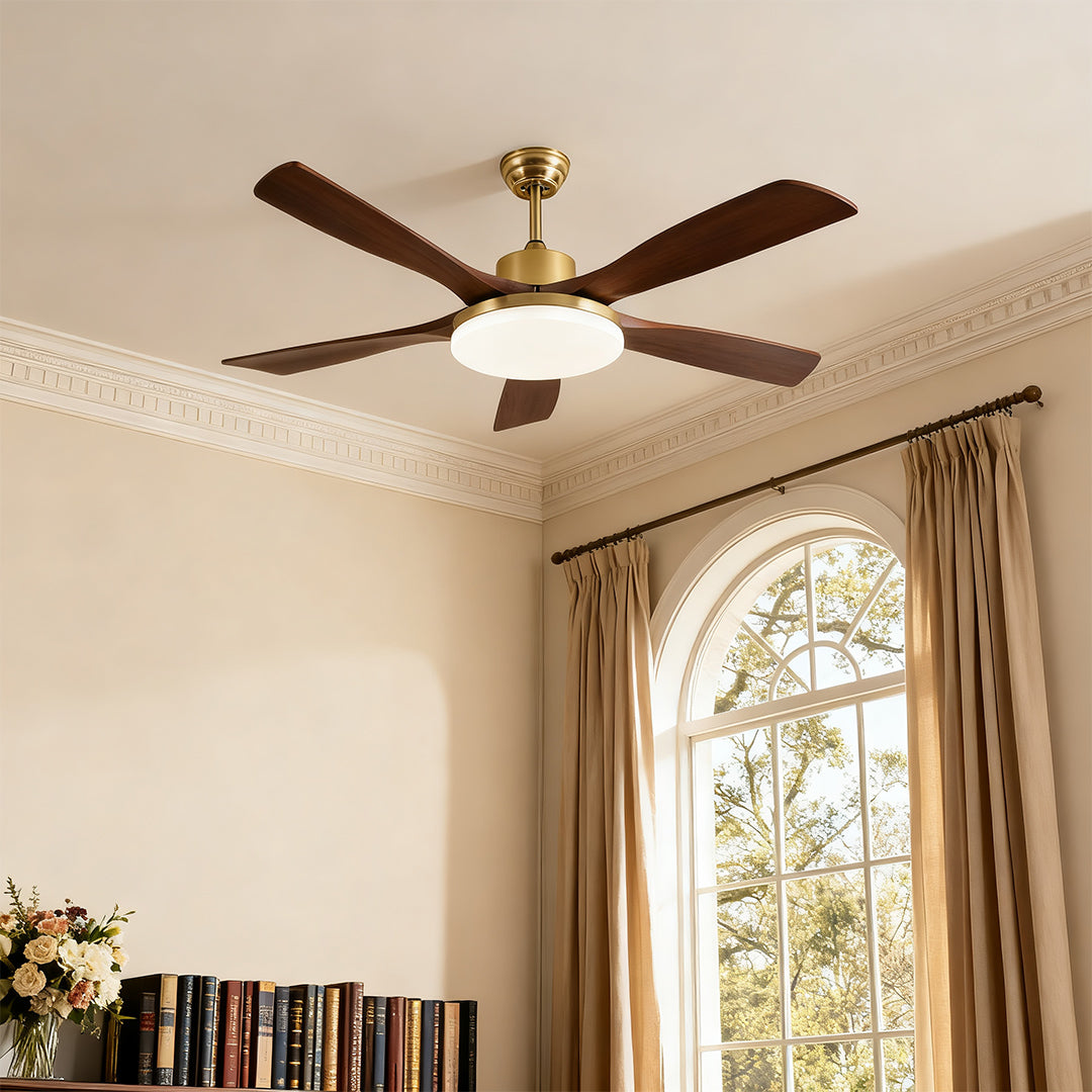 Ceiling Fan with Light Remote Control Wooden 3-Blade Lamp