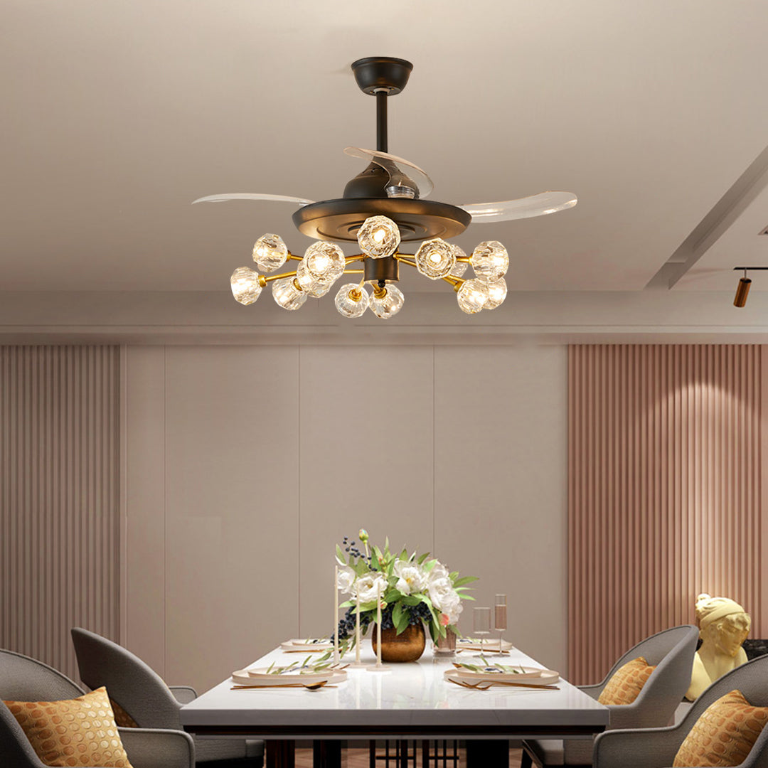 Ceiling Fan With Multiple Lights Nordic Crystal Invisible Ceiling Fan