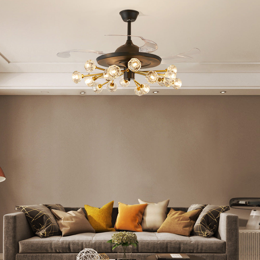 Ceiling Fan With Multiple Lights Nordic Crystal Invisible Ceiling Fan