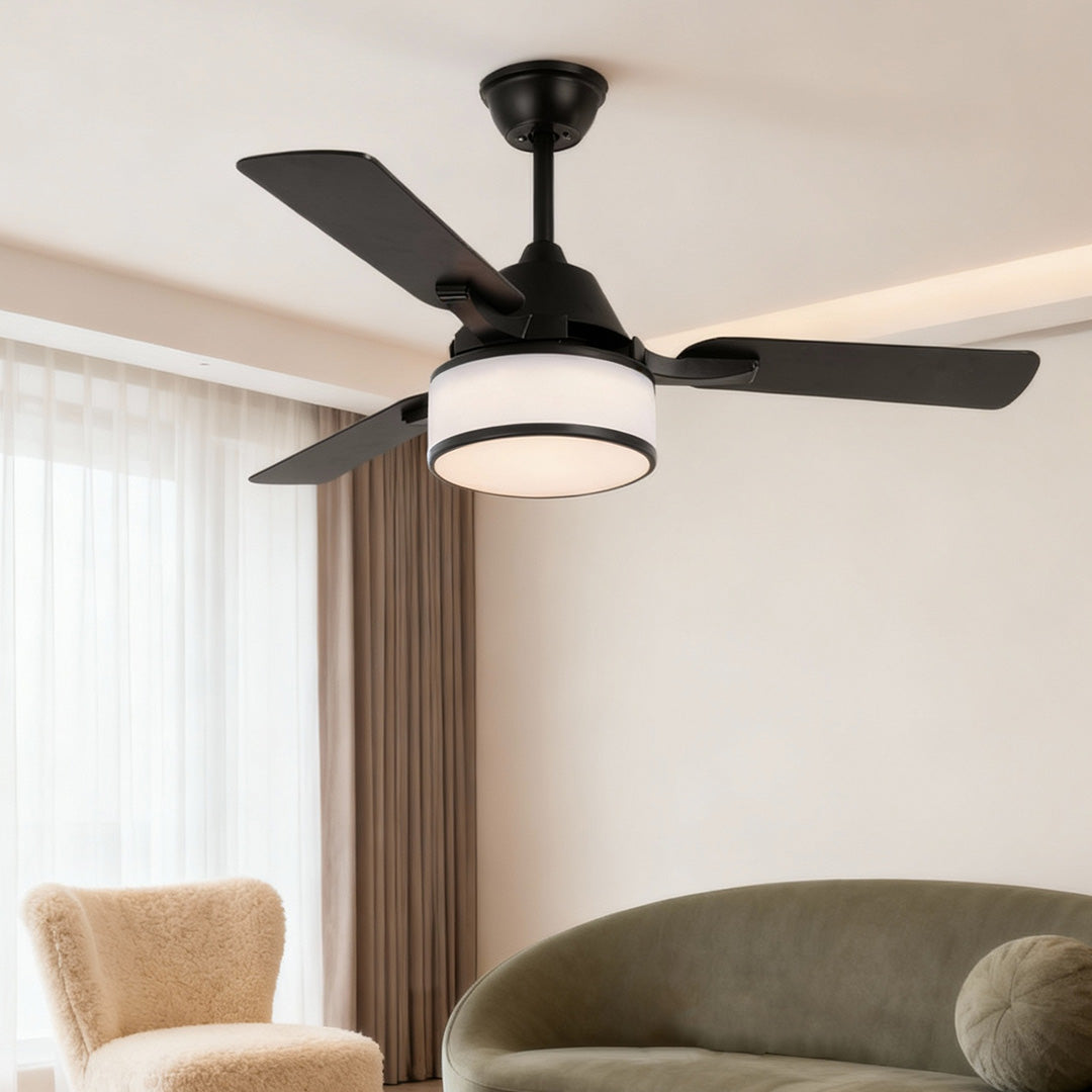 Ceiling Fans with Lights European Retro Fabric Shade Fan Lamp