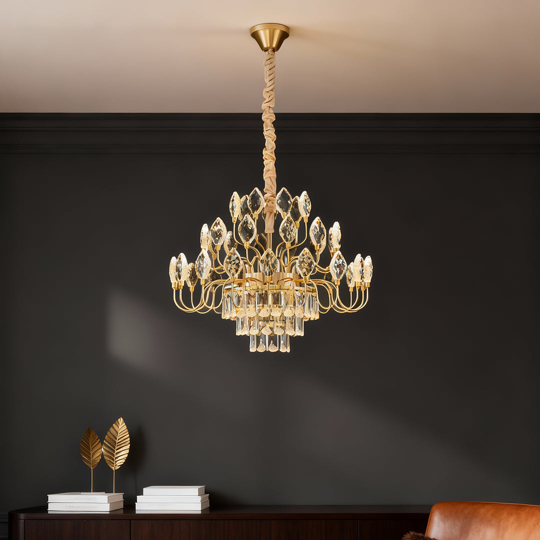 Crystal LED Chandelier French Luxury Gold Ceiling Light