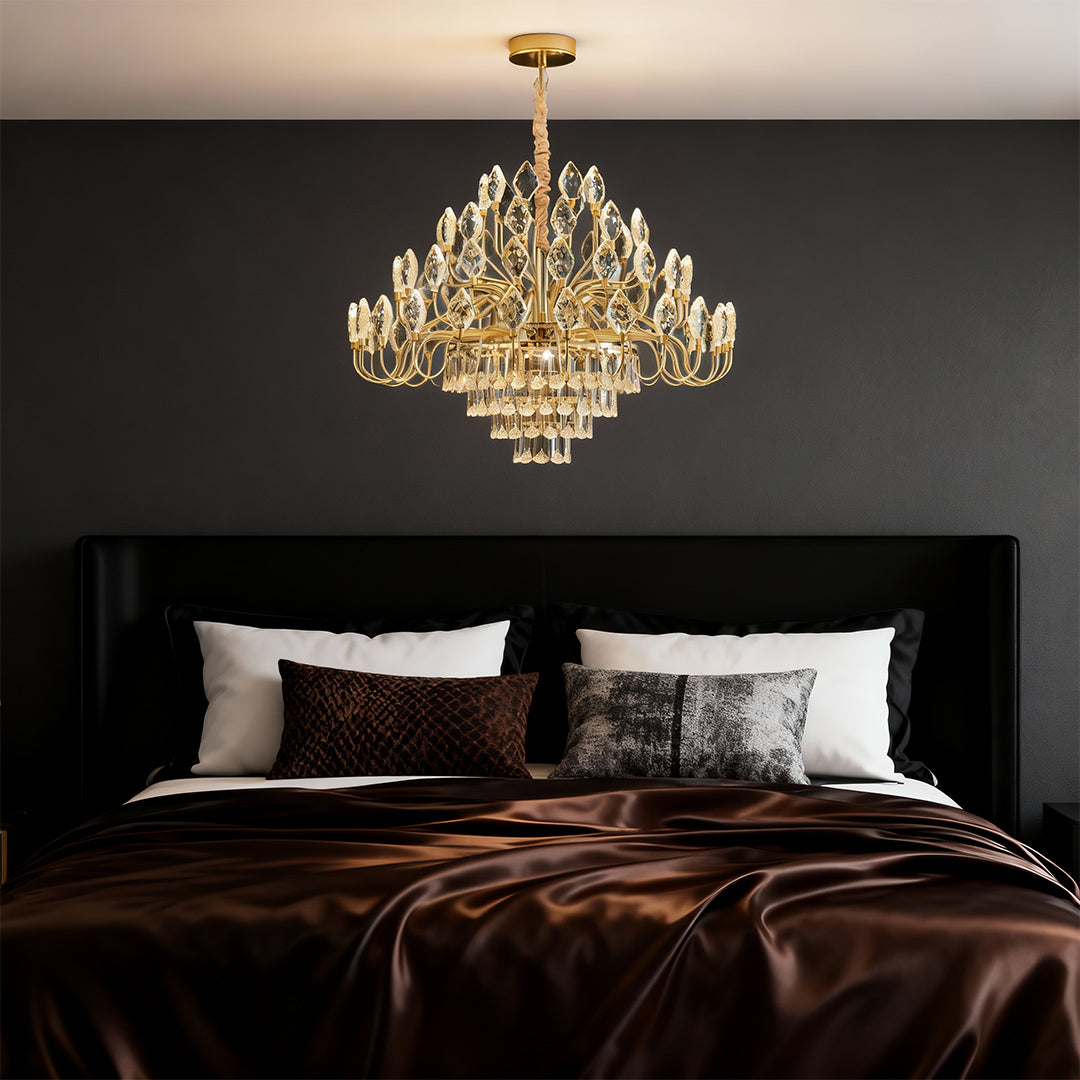 Crystal LED Chandelier French Luxury Gold Ceiling Light