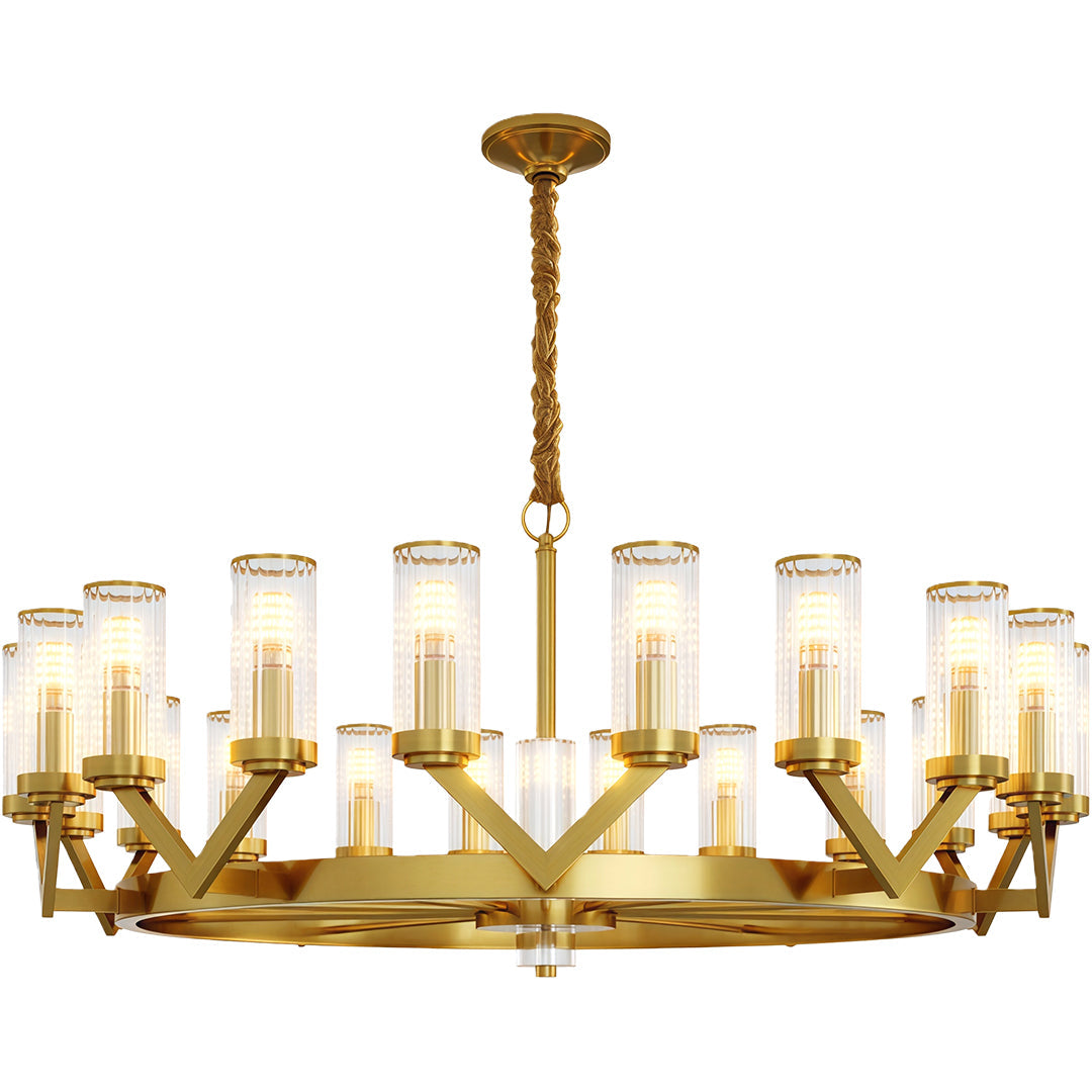 Glass Drop Chandelier High-End Luxury Copper Ceiling Light