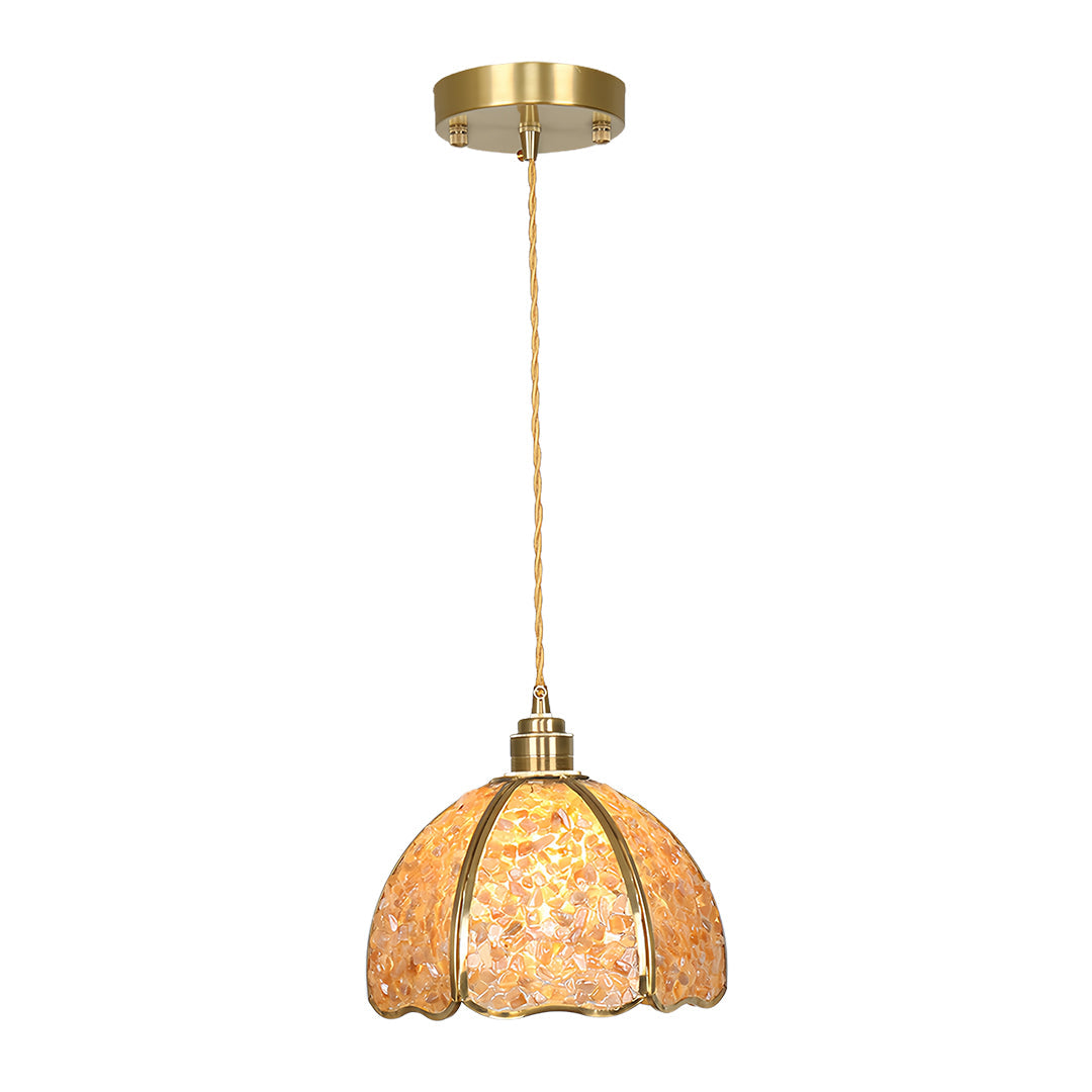 Small Crystal Pendant Light Vintage Full Copper Ceiling Light