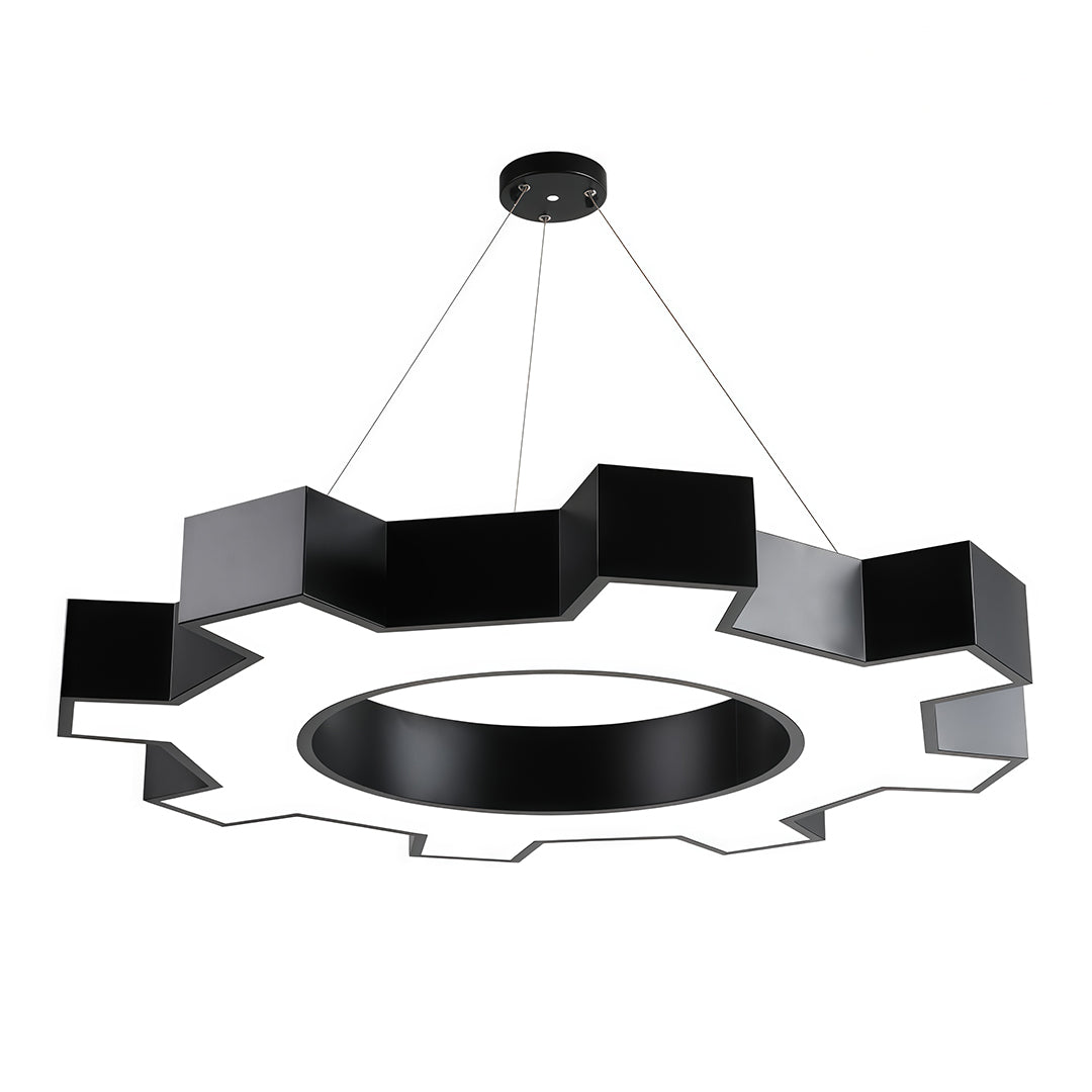 Chandelier Black Modern Industrial Gear-Shaped LED Ceiling Light