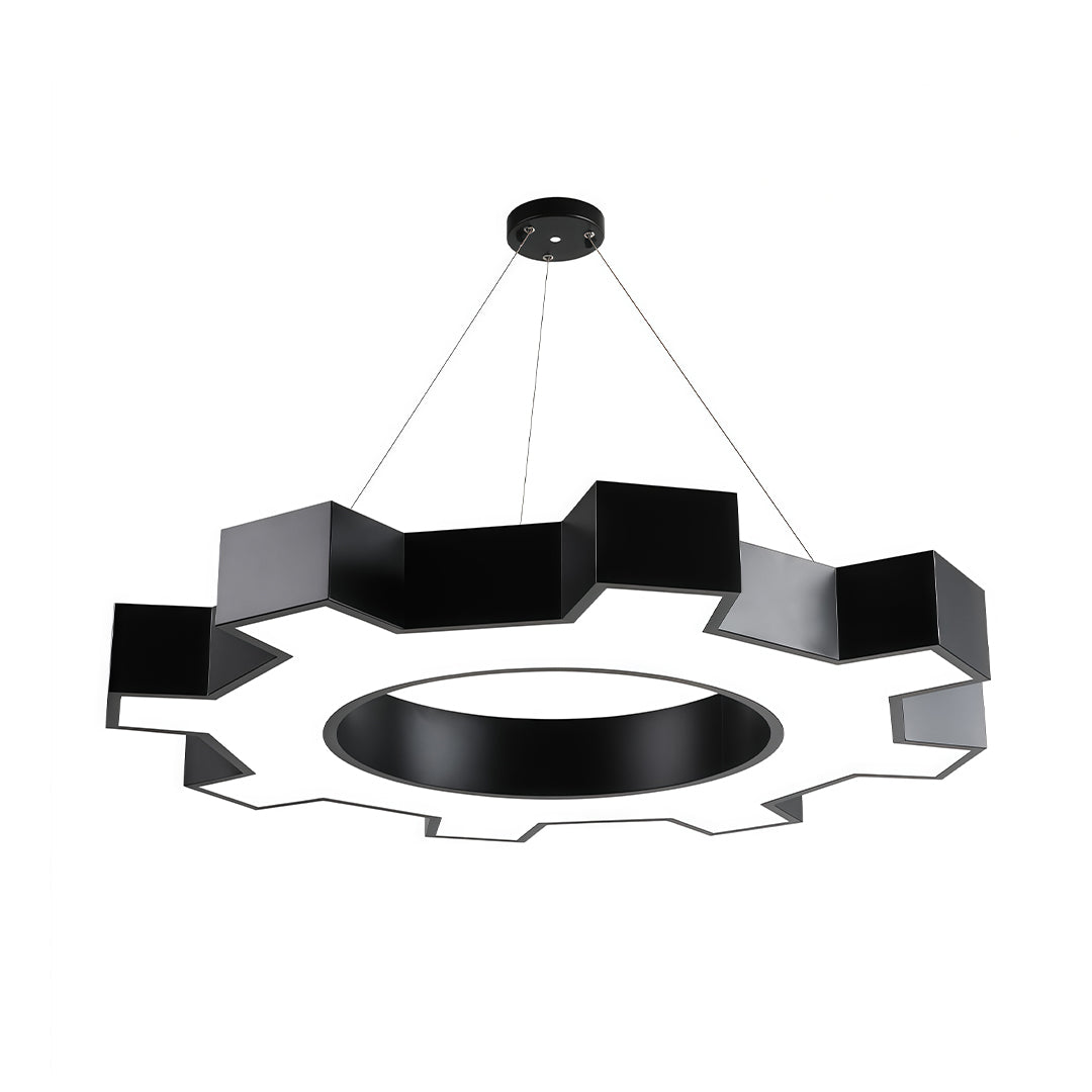 Chandelier Black Modern Industrial Gear-Shaped LED Ceiling Light